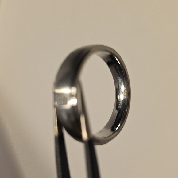 Stainless Steel Diamond Mens Band Ring with Diamond Accent Size 9 - Picture 7 of 10